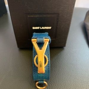 Authentic YSL Letter Y Leather Bracelet